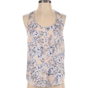 French Connection Women's Blue and Cream Sleeveless Top size Large